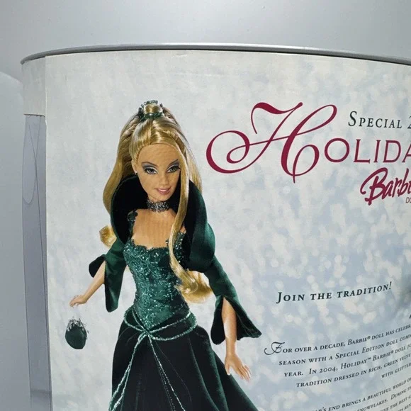 Vintage 2004 Holiday Barbie Green Dress Special Edition NRFB Mattel - toestory.in Vintage 2004 Holiday Barbie Green Dress Special Edition NRFB Mattel - toestory.in